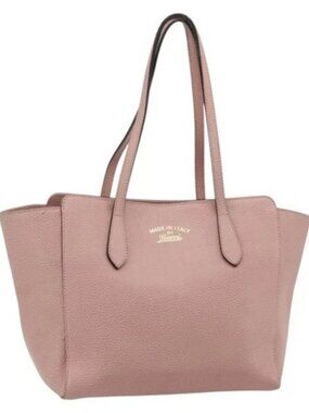 GUCCI Swing Tote Bag Leather Pink Gold 354408 Auth 177603